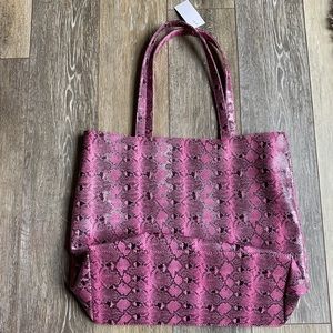 Pink snakeskin print tote